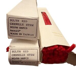 Sulyn Red Chenille Stem Pipe Cleaners 6mm x 12 Inch No 700 100pc 3 Boxes Vintage